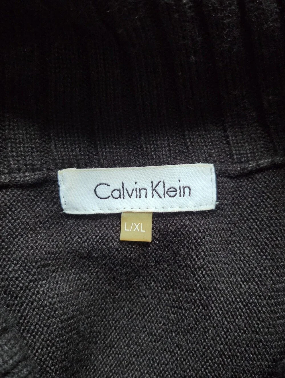 Calvin Klein Black Cowl Neck Convertible Buckle Poncho Sweater Wrap L XL